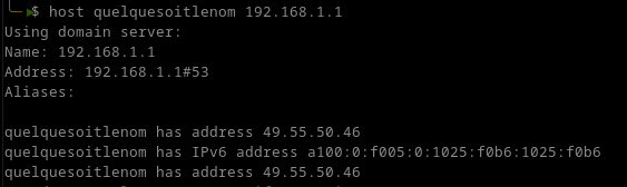 Requête DNS sur le Routeur Requête DNS